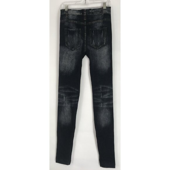 Just One Jeggings Womens Size Large Faux Jeans Rise Floral Stretch Distressed - Picture 6 of 10